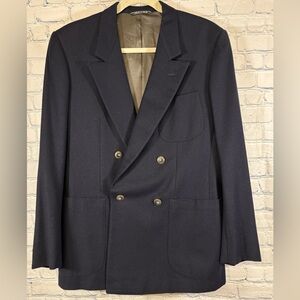 VINTAGE ALEXANDER JULIAN Navy Blue Italian Wool Classic Double Breasted Jacket M